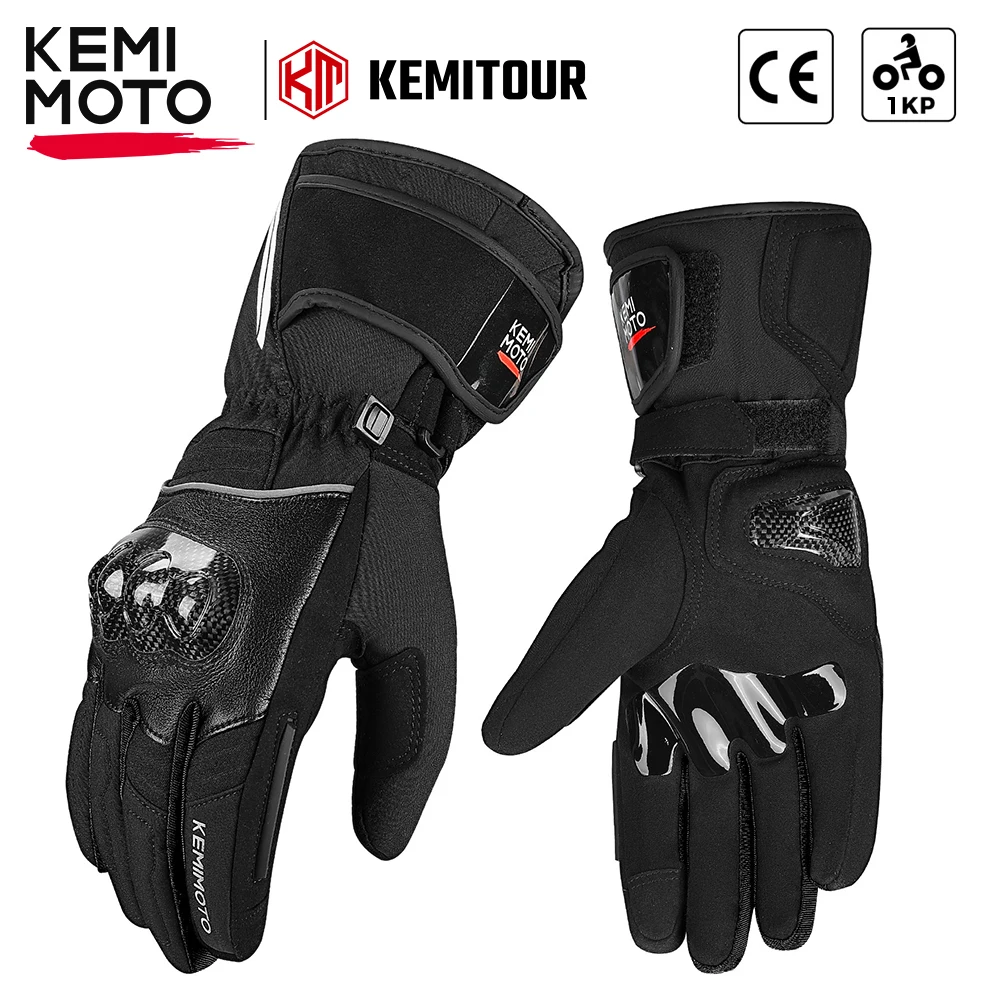 

KEMIMOTO CE Motorcycle Gloves Winter Waterproof Warm Moto Guantes Touch Screen Motorbike Riding Gloves Carbon Fiber Protective