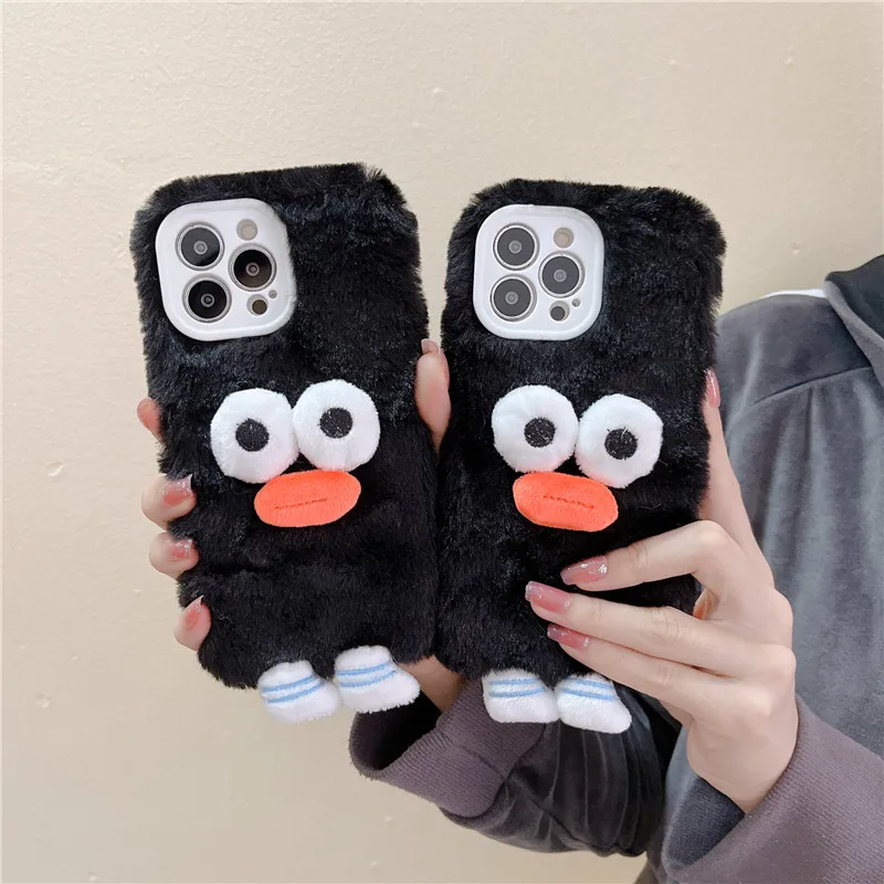 

Cute Cartoon Funny Plush Sausage Mouth Monster Phone Case For iPhone 15 14 13 12 11 Pro XS X XR 7 8 SE 2 Soft Shockproof Covers