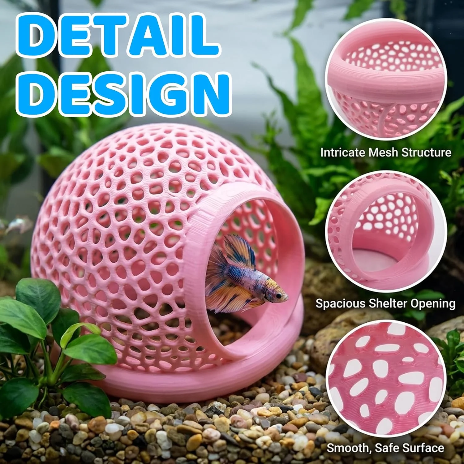 Floating Betta Fish Hammock And Shrimp Shelter With Feeding Ring Provides Safe Resting Area For Guppies Shrimp Small Fish