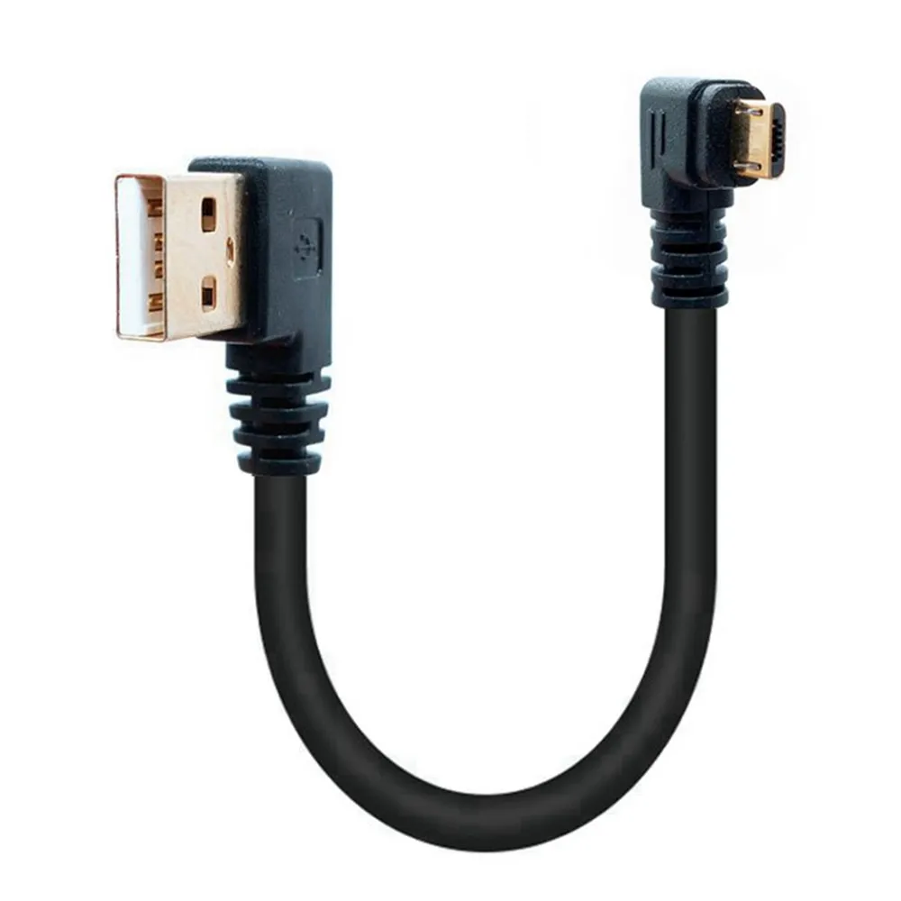 

15CM Gold Plated USB 2.0 Charger Cable Right Angle USB Left Corner Male 90 Degree Data Sync Micro Charging Cable Card