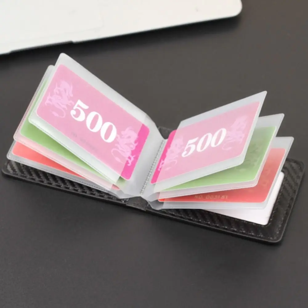 Mode PU Leder Karte Halter 2/4/6/8/10 Karte Slots Mehrere Taschen Geldbörse Carbon Faser Ultra dünne Geld Tasche Männer Frauen