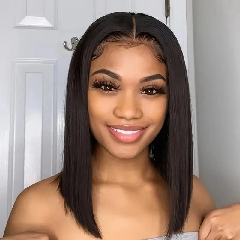 Fashionable medium-length , African lace front wig
