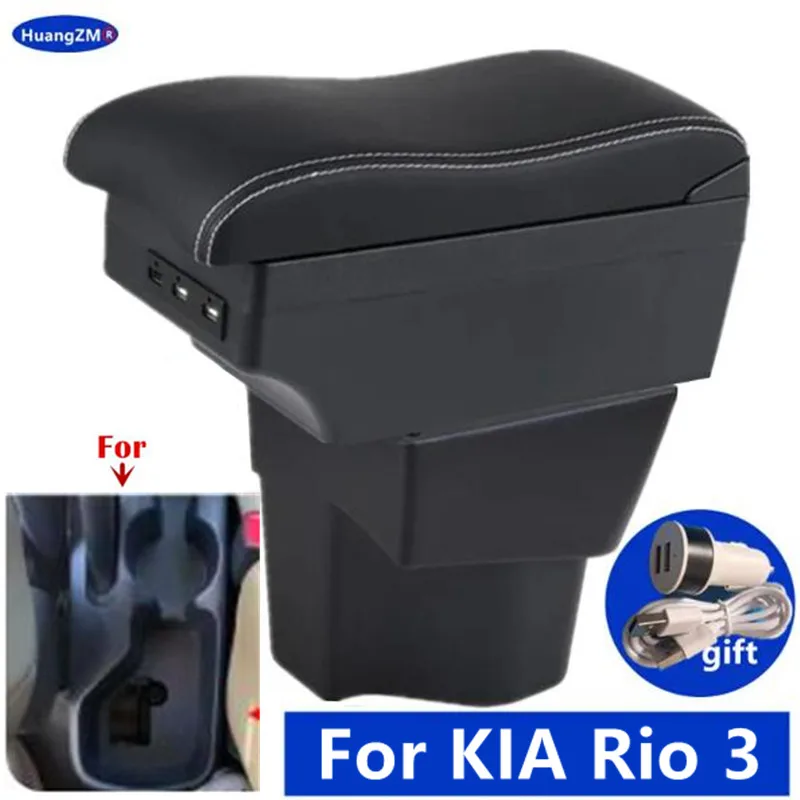 For KIA Rio 3 Armrest Box KIA K2 X-line Rio 3 2011 2012 2013 2014 2015 2016 Car Storage Box Interior Retrofit Car Accessories