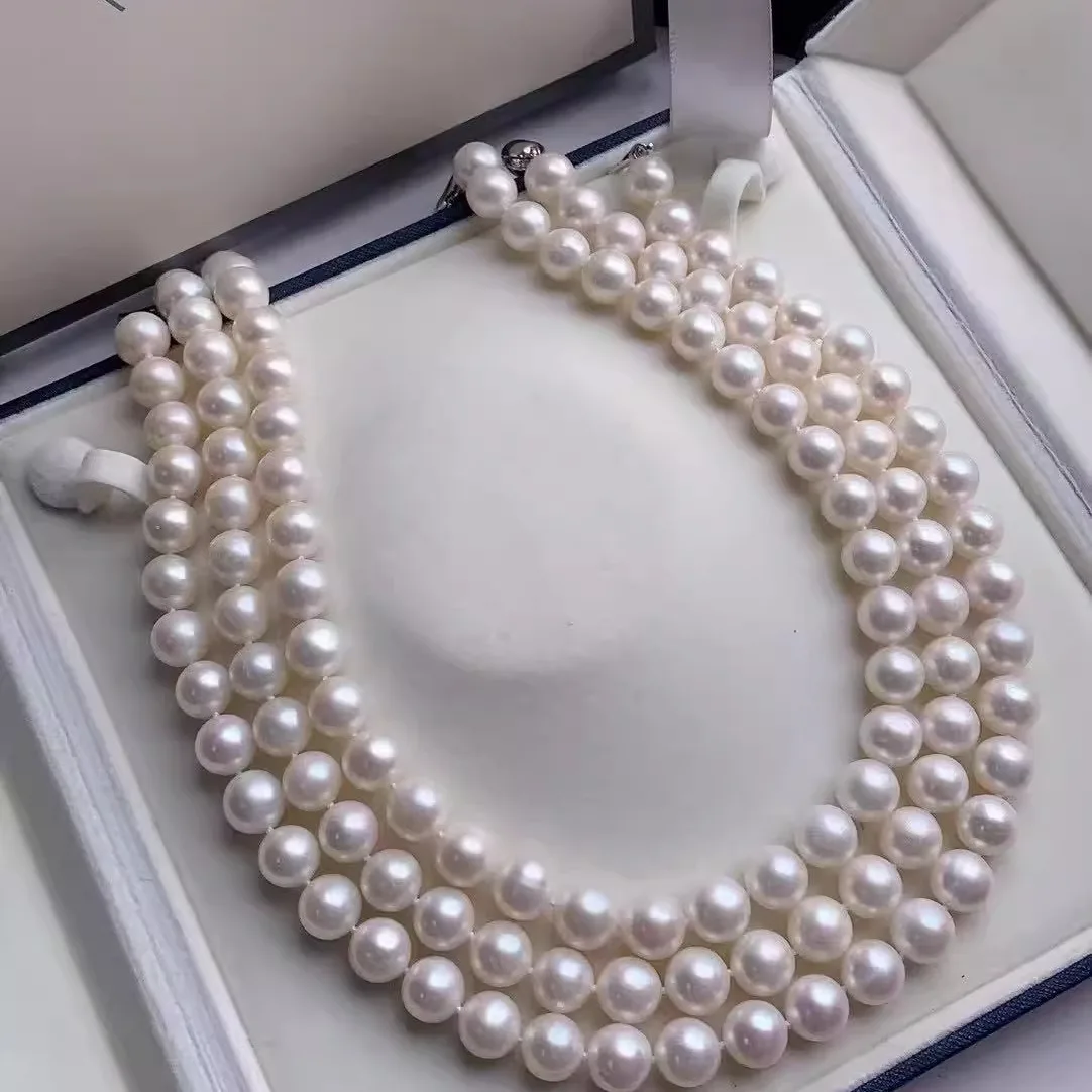 

Классическое жемчужное ожерелье AAA11-12 мм из натурального японского круглого жемчуга, ожерелье 925–18 дюймов