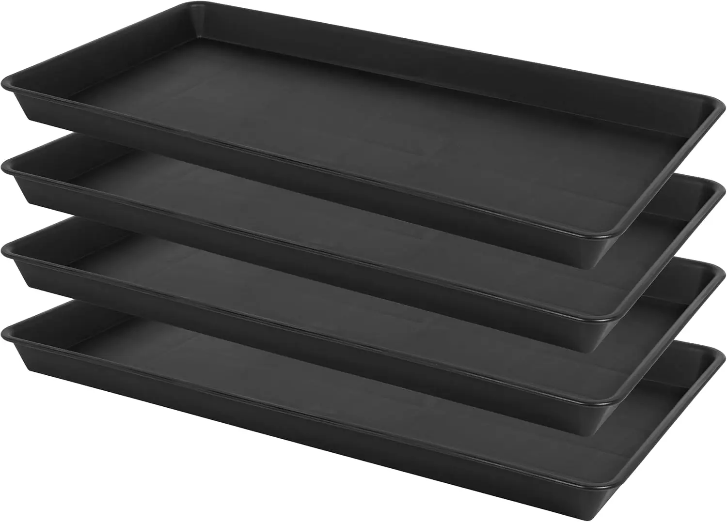 

4 Pack Plant Saucer Tray Rectangular, Plant Growing Nursery Trays, Heavy Sturdy Seed Starting Trays, Plants Starter Saucers for