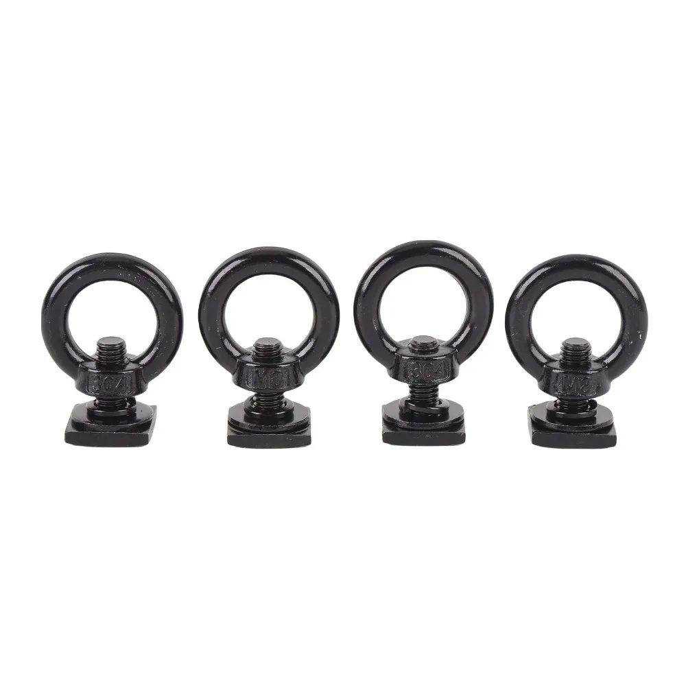 4PCS Tool-Free Fit Stainless Steel Tie Down Anchor Black，Silver M8 T Slot Bolt Track Mount Anchor Fixture Fastening