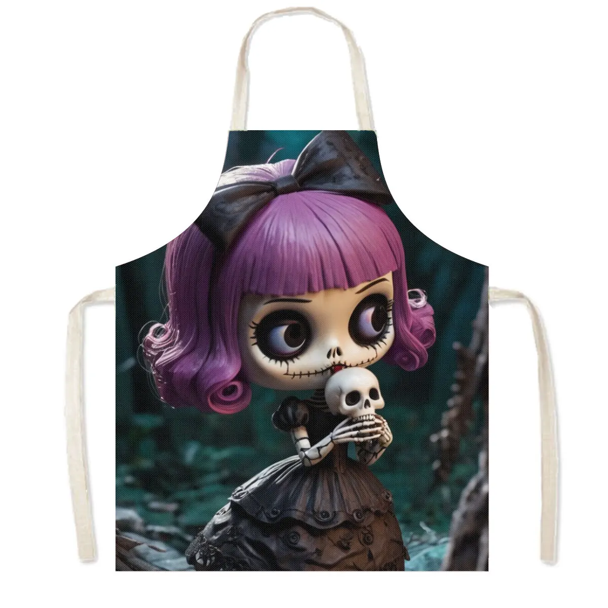 Horror Nightmare Zombie Girl Print Kitchen Aprons Dark Gothic Girls Baking Home Cleaning Clothes Pinafore Chef Cooking Apron