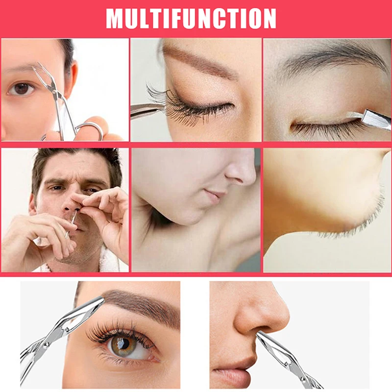 Eyebrow Plucker Stainless Steel Elbow Clip Scissor Tweezers Plier Beauty Slanted Puller Extension Eye Plucking Makeup Tool
