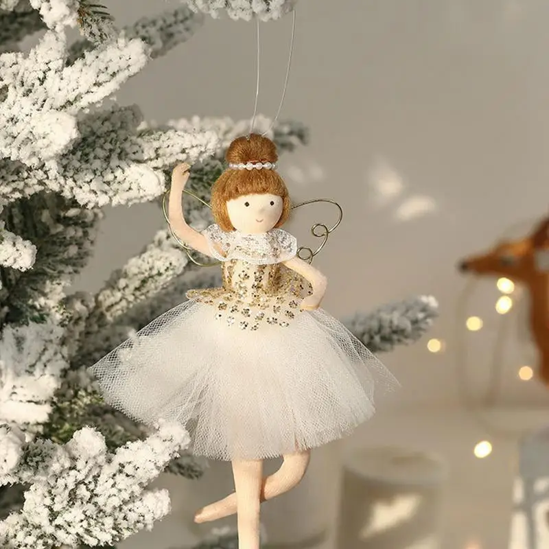 Angel Christmas Ornaments Ballet Girl Pendant Dolls Christmas Decoration Exquisite Home Decor Party Decorations With Lanyard For