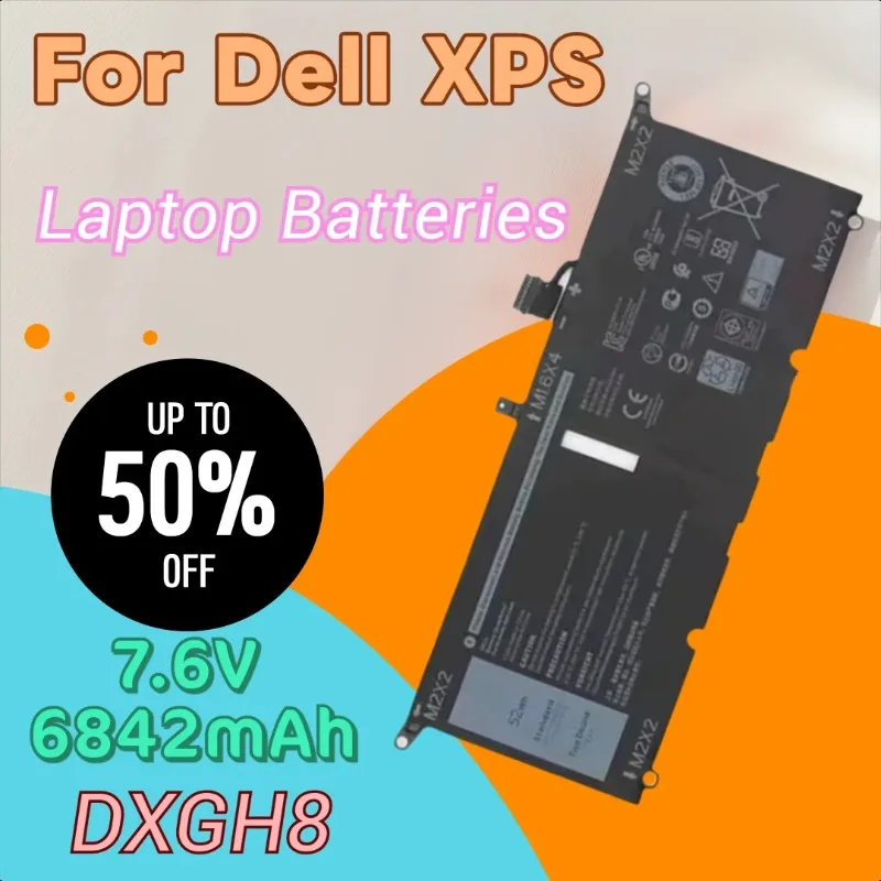 

New DXGH8 Laptop Battery 7.6V 6842mAh for Dell XPS 13 9370 2018 XPS 9380 D1705G D1805G 13-9370-D1605G D1905TG Series H754V