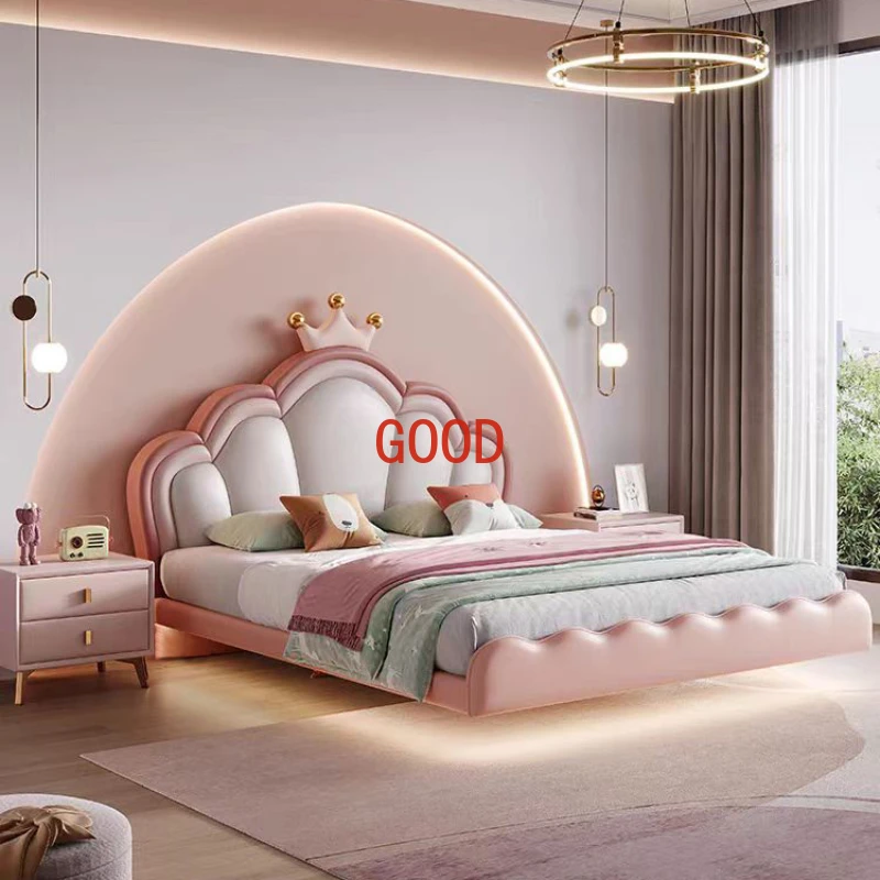 Modern Girls Childrens Bed Luxury Pretty Pink Comferter Bed Princess Loft Camas De Dormitorio Furniture Home