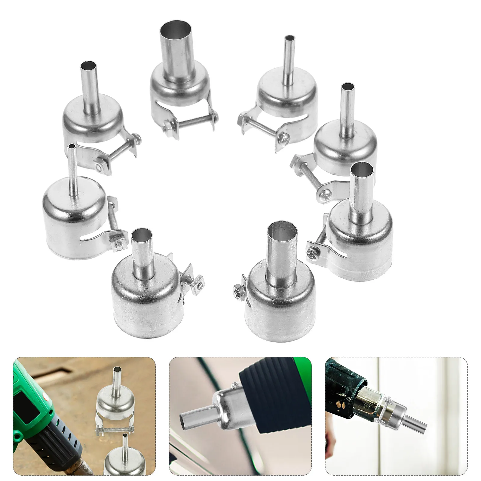 

8Pcs Stainless Steel Hot Air Nozzles Set Rust Proof Heat Resistant Soldering Station Replacement Parts for Desoldering Tools