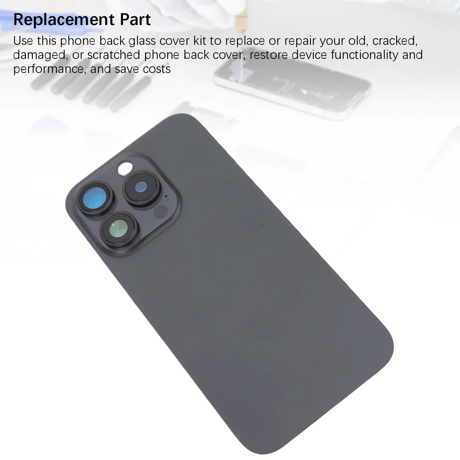 

High - Quality 15 Pro Back Glass Cover Replacement - with Camera Lens and Adhesive Repair Kit, Durable for Long - Term Use