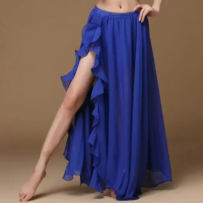 الرقص الشرقي الجانب سحب طويل الساتان الأبيض تنورة سيدة الرقص الشرقي التنانير المرأة مثير الشرقية تنورة رقص البطن المهنية