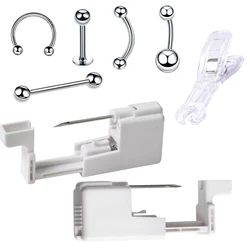 Ear Piercing Gun Tool Set Stainless Steel Tongue Nail Piercing Gun, Disposable Eyebrow Nail Lip Nail Piercing Gun