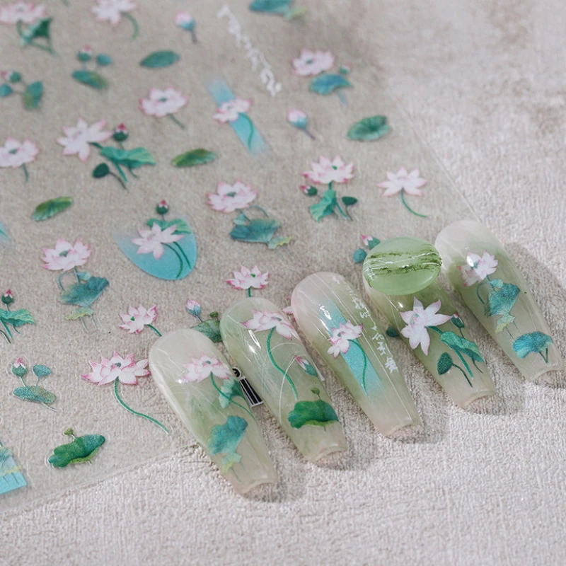 

Самоклеящиеся наклейки для ногтей в виде листьев лотоса