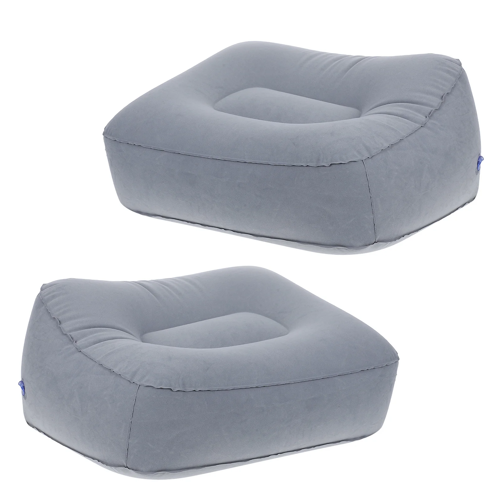 2 pcs Inflatable Foot Rest Cushion Flocking Pvc Comfortable For Travel Car Office Airplane Use Portable Foldable Support Health