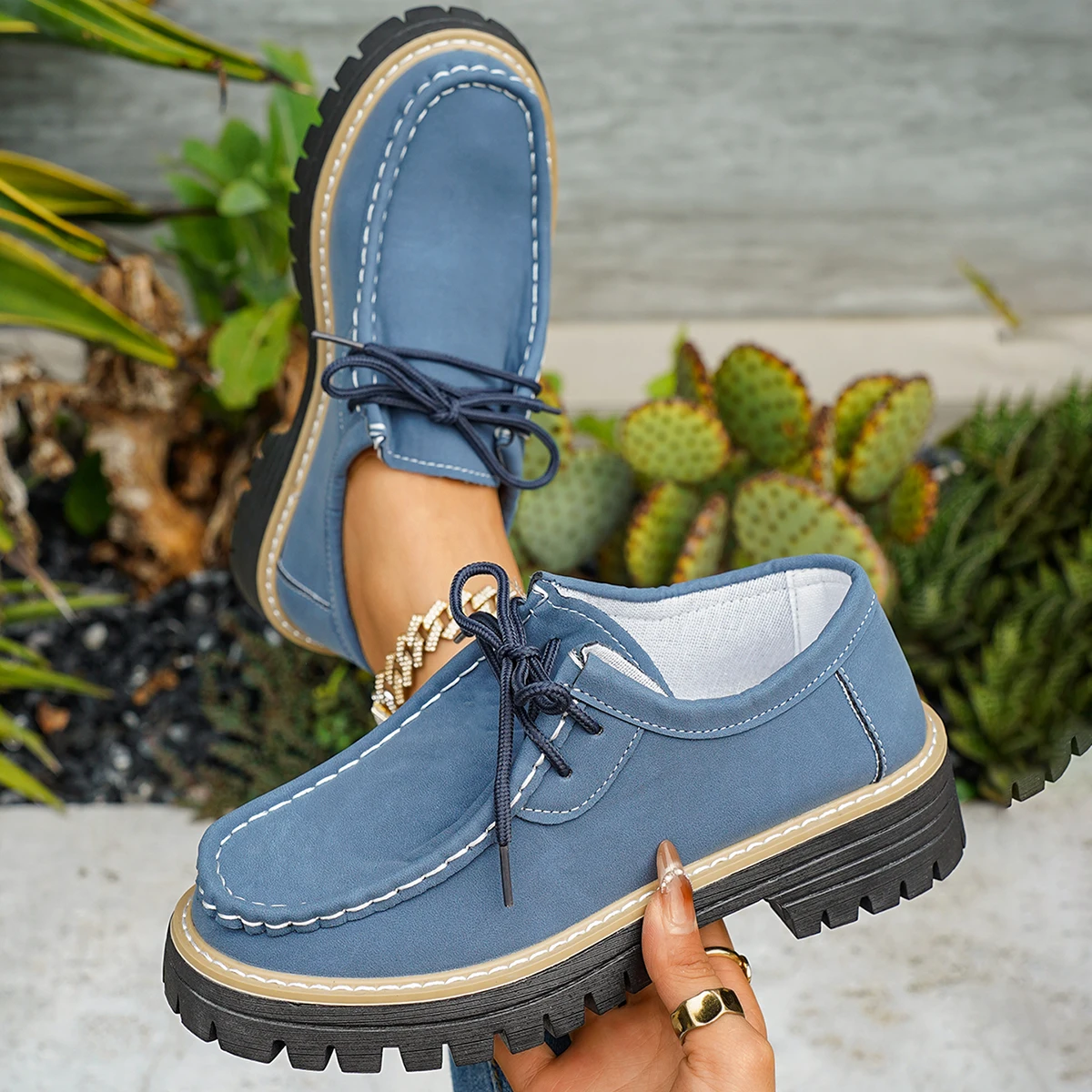 

Женские лоферы, повседневные туфли в британском стиле на толстом каблуке, кроссовки с круглым носком и резиновой подошвой, женские осенние туфли в стиле ретро, женские туфли большого размера