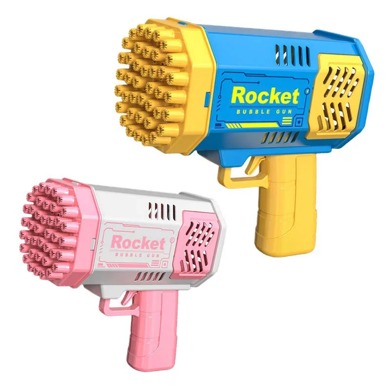 New 40 Holes Electric Rocket Bubble Gun Toy Bubbles Machine Automatic Soap Blower Summer Outdoor Party Games Child Gift