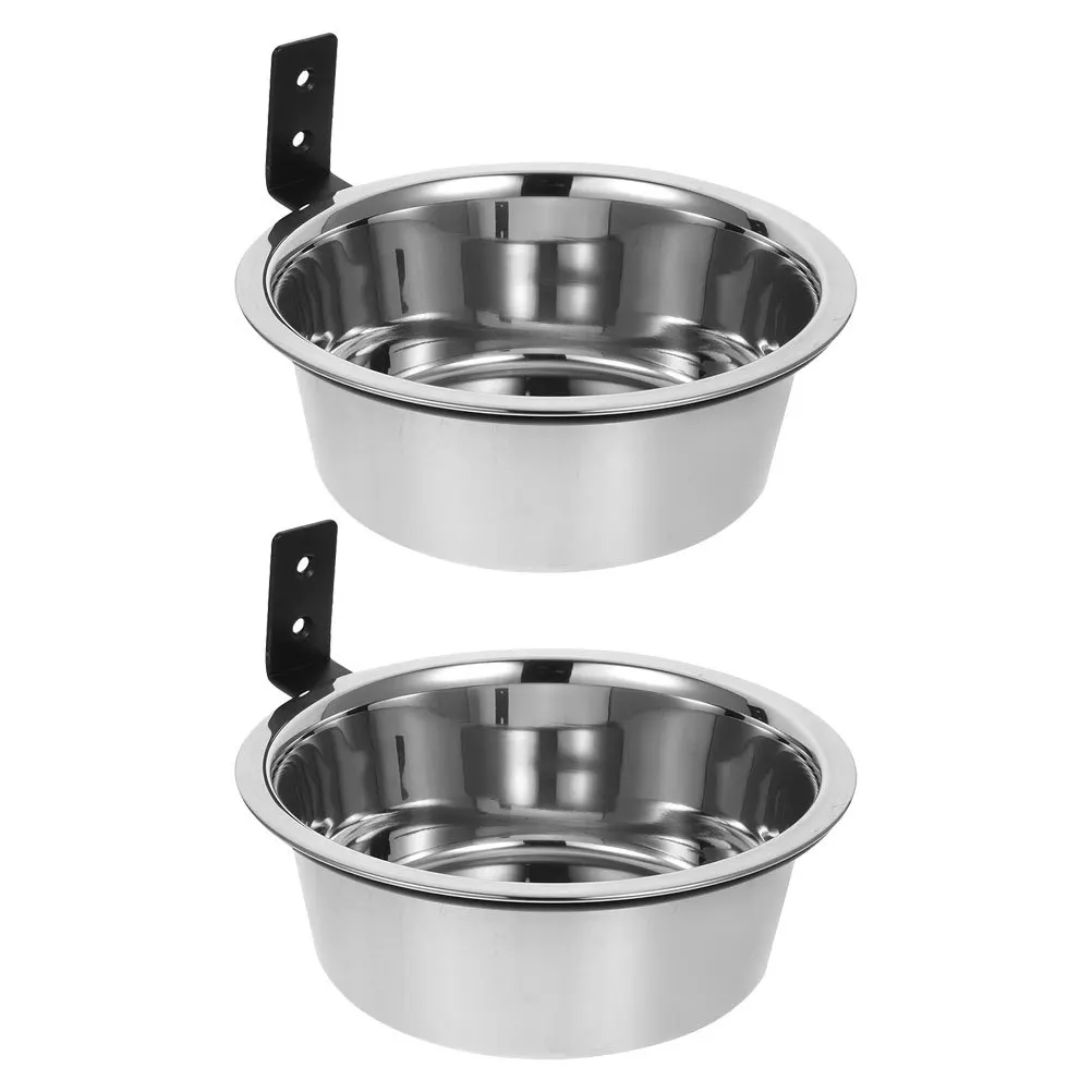 

2Sets Dog Feeding Station Wall Mounted Elevated Pet Bowl Heavy Duty Metal Feeder for Crates Cages Homes Shelters