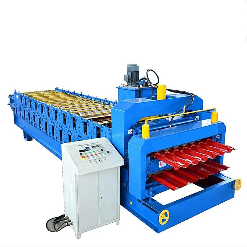 High Speed Corrugated and Glazed Tiles Double Layers  Steel Roofing  Sheet Panel Tile Making Roll Forming Machine