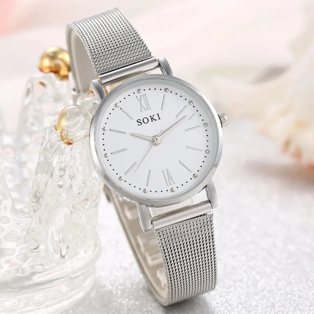 2024 New Fashion Women Gold Luxury Casual Quartz Watch Metal Mesh Stainless Steel Watches Relogio Feminino Ladies Wrist Watches