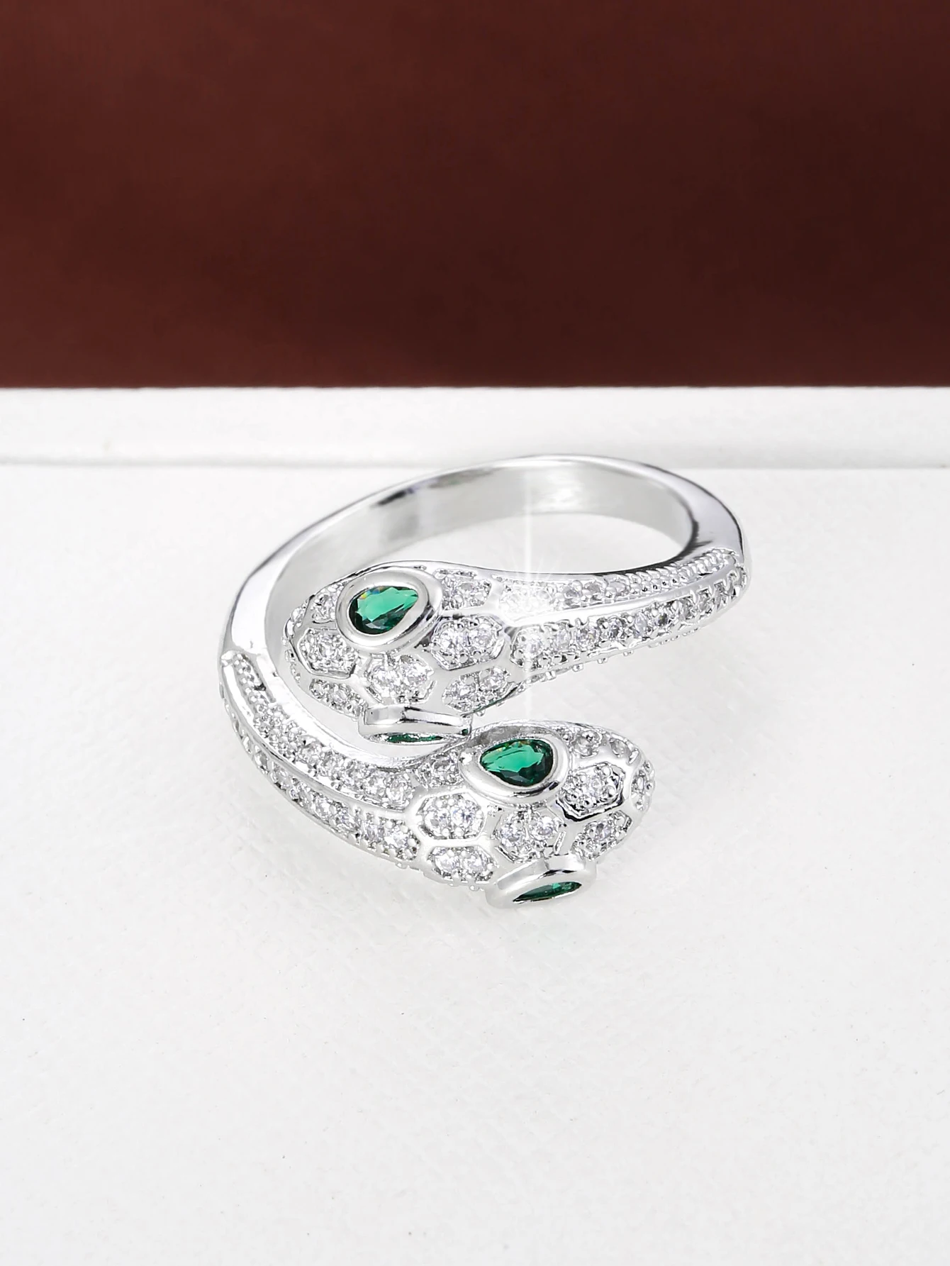 العصرية الأفعى على شكل التصميم الخطي الاصطناعية زركونيا قابل للتعديل المرأة خاتم للولائم والهدايا إكسسوار مجوهرات #4