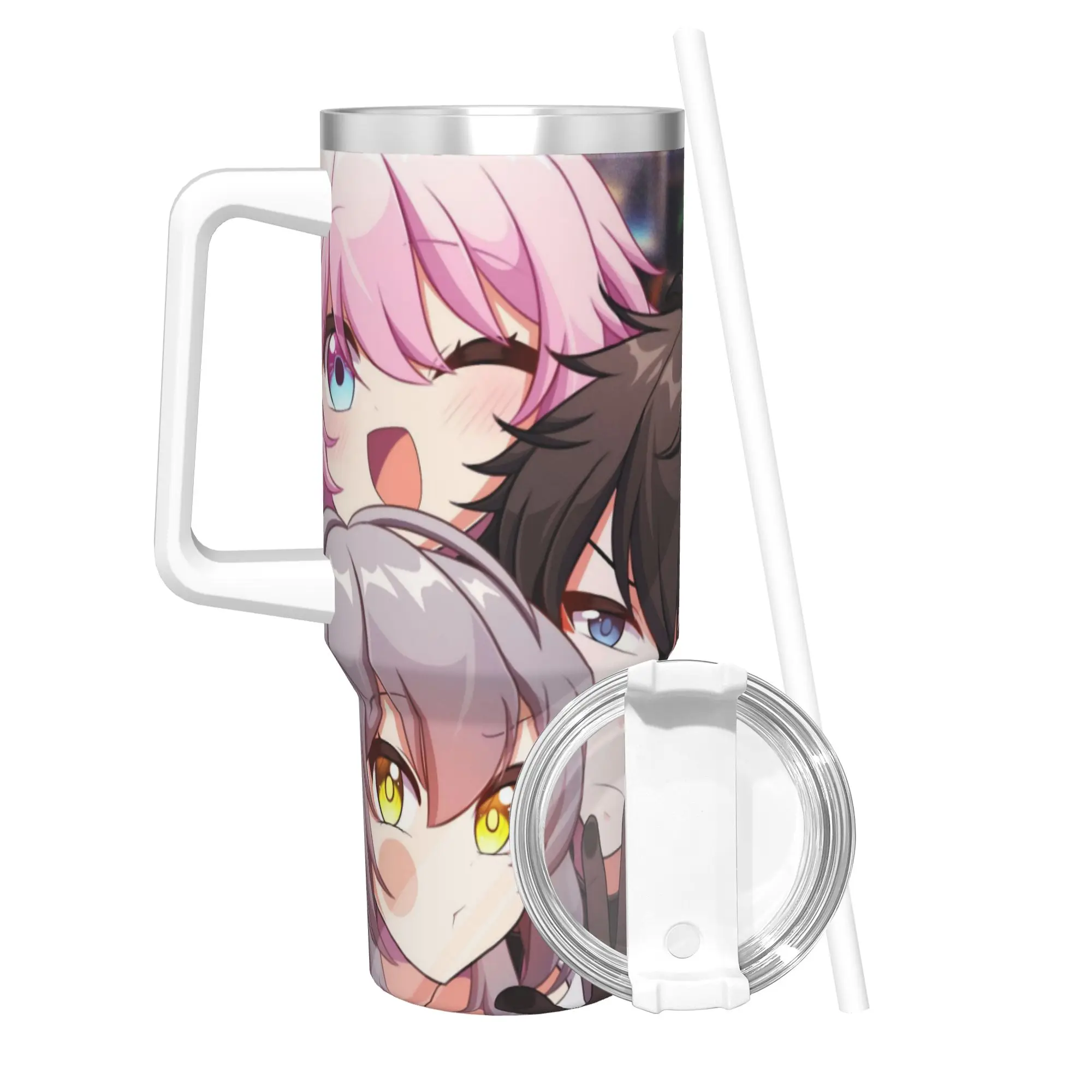 Honkai Star Rail Tumbler With Straw  Stainless Steel Mugs Cup Double Wall Vacuum Insulated for Cold Or Hot 40oz