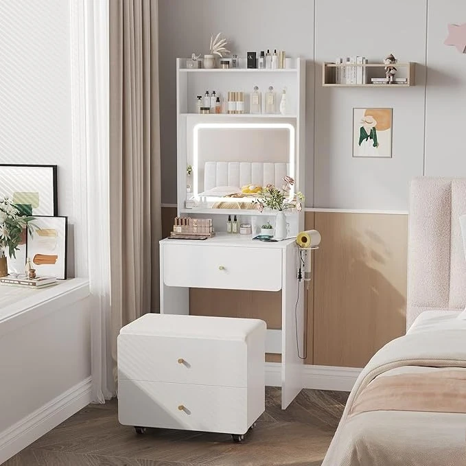 Dresser Bedroom Small Bedside Storage Cabinet Integrated Modern Simple Makeup Table Flip Cover Makeup Table Makeup Mirror