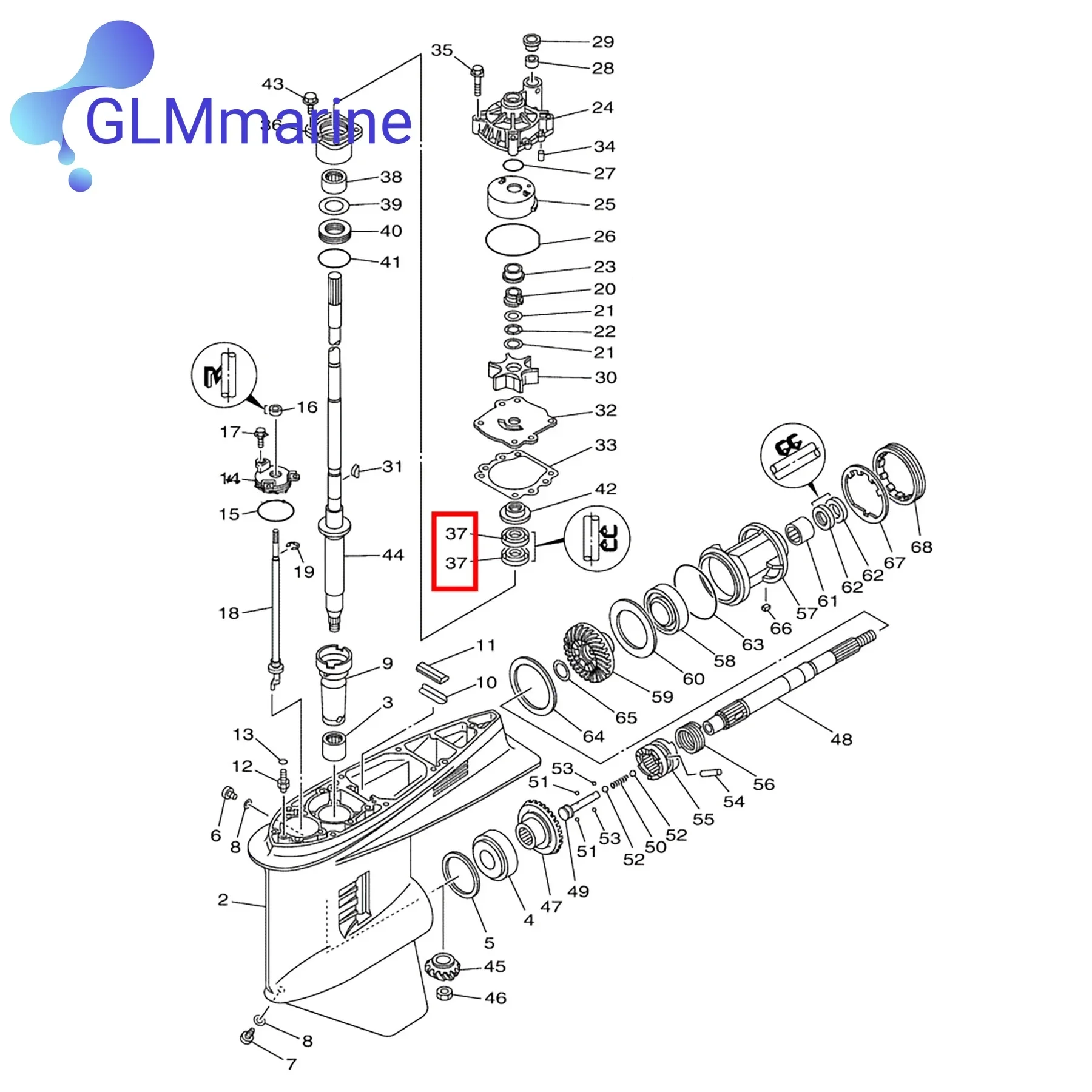 2Pcs Oil Seal 93101-28M16-00 for Yamaha Outboard 75 90 115 130 150 175 200 225 250 300 HP 1984-2023 Engine Replacement 18-0265