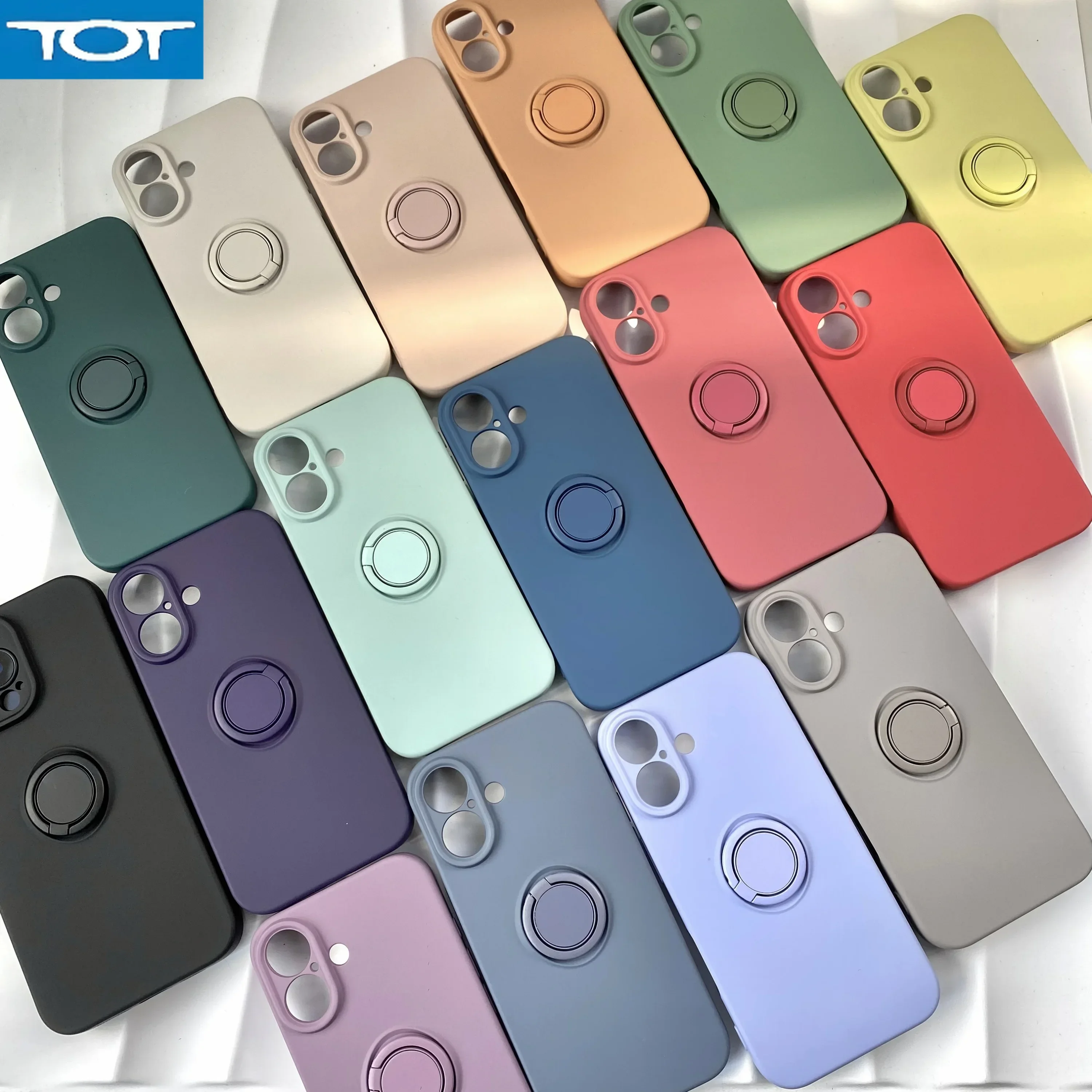 

Solid color Liquid Silicone Magnetic With Ring Holder Phone Case For iPhone 16 15 14 13 12 11 Pro Max Plus Shockproof Bracket Co