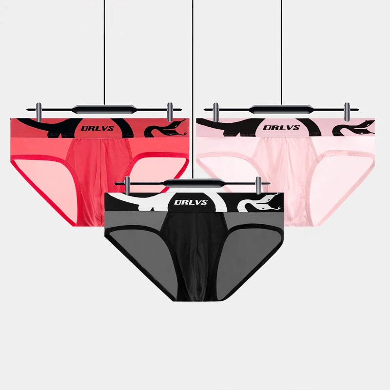 3pcs Men Underwear Low-waist Men's Briefs Sexy Large Crotch Pouch Underpants Spliced ​​Transparent Mesh Man Panties Brief