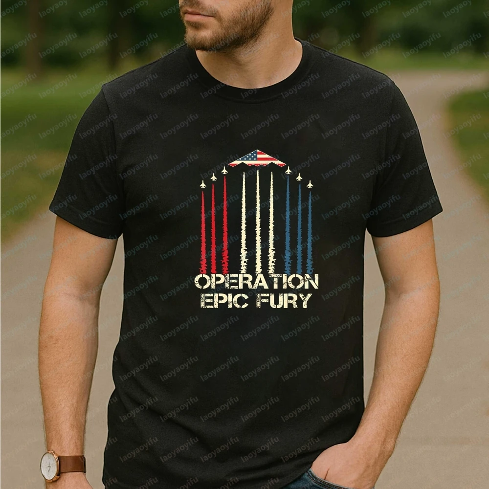 OPERATION EPIC FURY Summer Trend Short-Sleeved Men's and Women's Universal Shirt Pattern Comfortable Large-Tiered T-Shirt