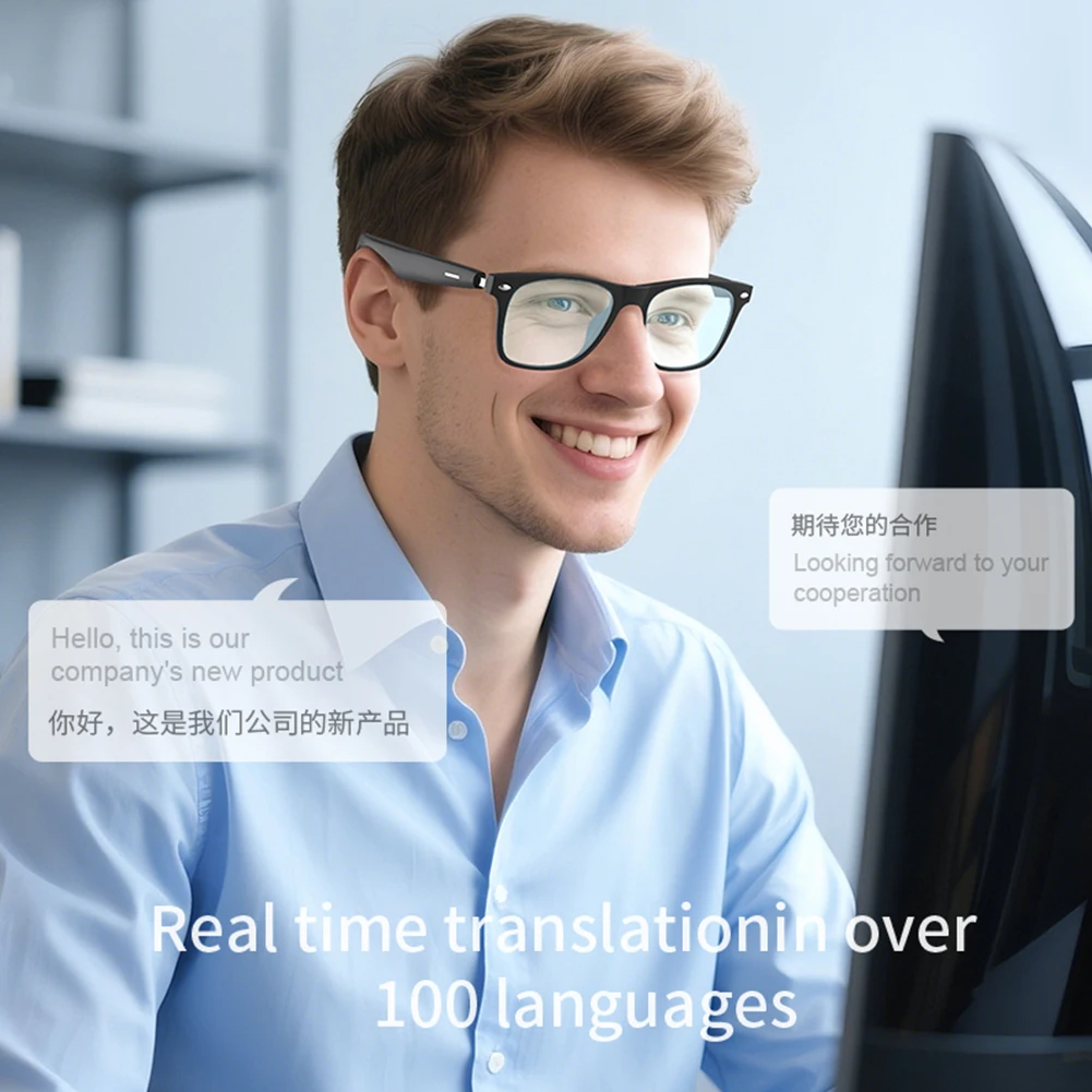 

Умные очки для перевода речи с ИИ, беспроводные Bluetooth-наушники, солнцезащитные очки для спорта и вождения, для активного отдыха и путешествий