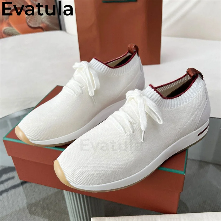 Man's New Multicolour Knited Lace-up Sneakers Shoes Elastic Comfortable Loafers Flat Shoes Italian Brand Trainers Walk Shoes