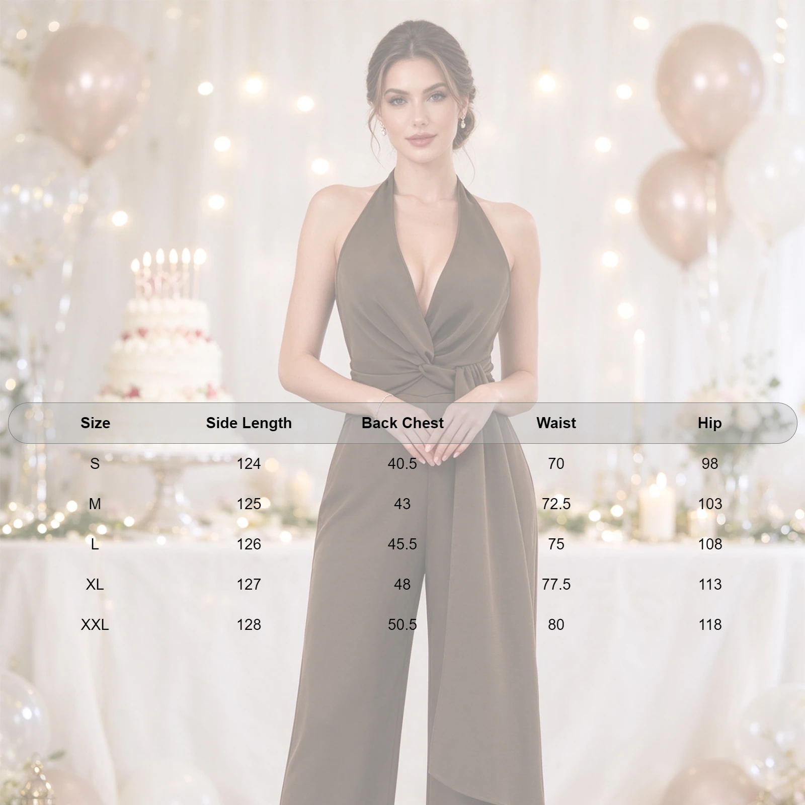 Cocktail Deep V Neck Hollow Jumpsuit Women's Spring Solid High Waist Wide Leg Romper Summer Sleeveless Ruched Vacation Overalls