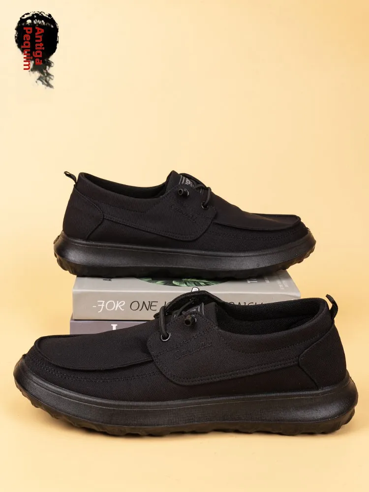 倫理的なゴールドの男性用キャンバスシューズ、厚みのある衝撃吸収性、耐摩耗性、通気性、シンプルなスタイル、アプリコットレザーのトリミング、ゴム製のアウトソール、スリッポンで簡単に履けます。