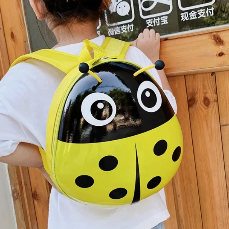 2024 New Eggshell Children\'s Bag Foreign Style Ladybug Pattern Kindergarten Boys and Girls Students Class Backpack Schoolbag