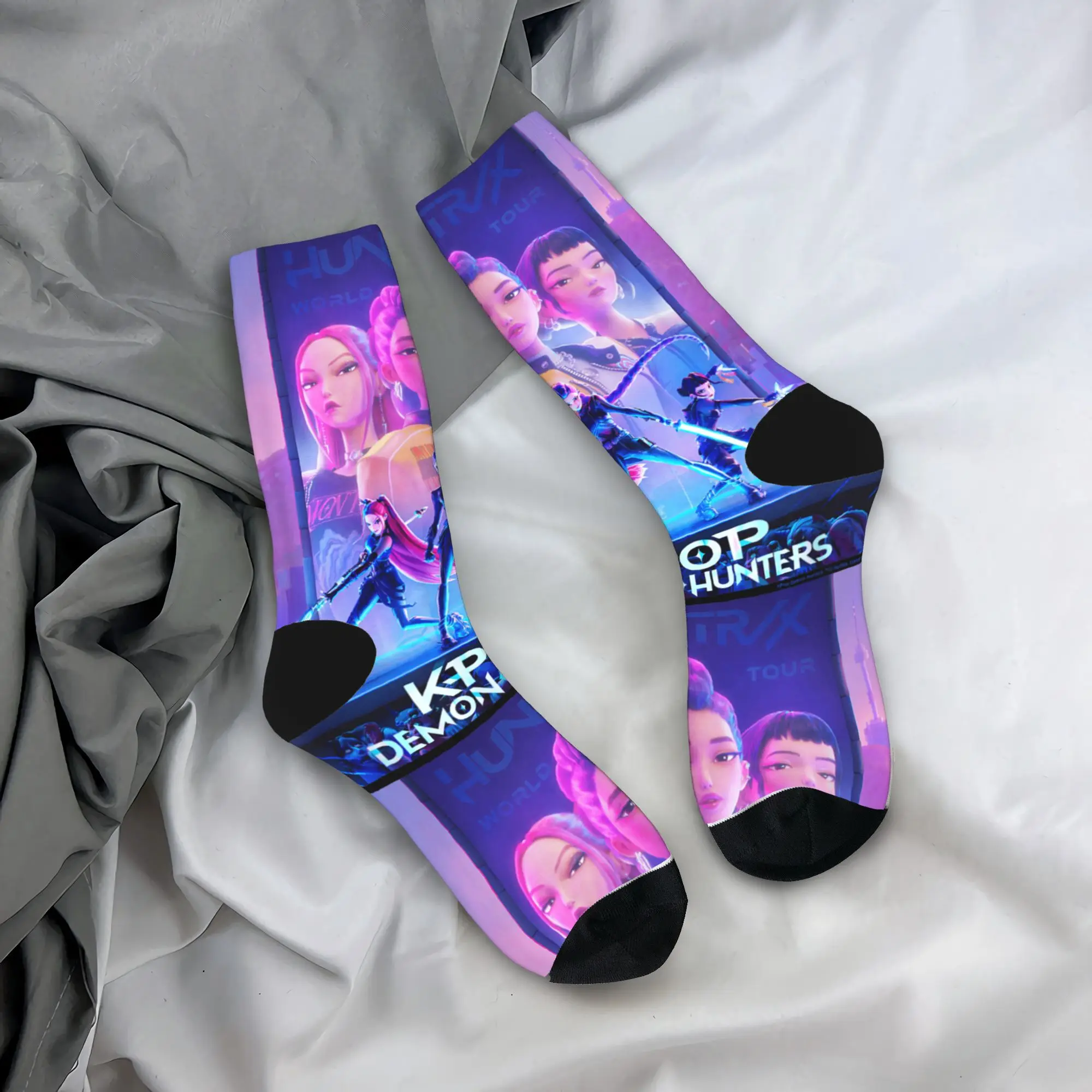 

Kpop Demon Hunters Movie Poster Stockings Vintage Socks Men's Medium Soft Socks Winter Running Graphic Anti Sweat Socks Gift