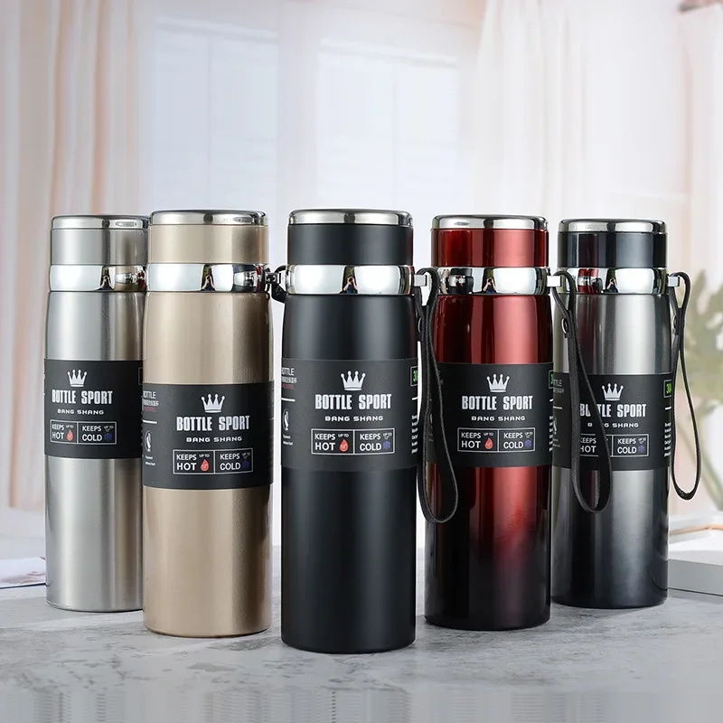 Bottiglia d\'acqua termica da 1000ml Thermos boccetta sottovuoto doppia tazza isolata per tè e caffè in acciaio inossidabile a prova di perdite per