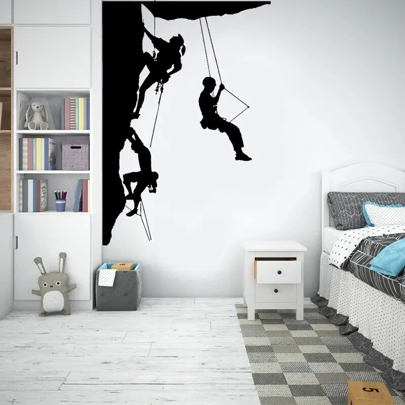 Rock Climbing Wall Sticker Vinyl Climber Wall Decals Interior Home Decor Teens Room Bedroom Extreme Sports Wallpaper Murals 3B77