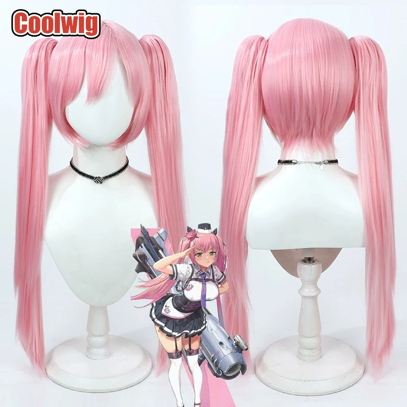 Coolwig Synthetic Hair Quiry Kiri Cosplay Wigs Nikke The Goddess of Victory Quiry Kiri 75cm Pink Ponytail Wig Heat Resistant