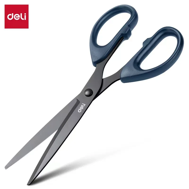 Imagem -05 - Deli 6009s Black-blade Scissors For Home Use Kitchen And Office Paper-cutting Scissors Large Anti-rust 6010s