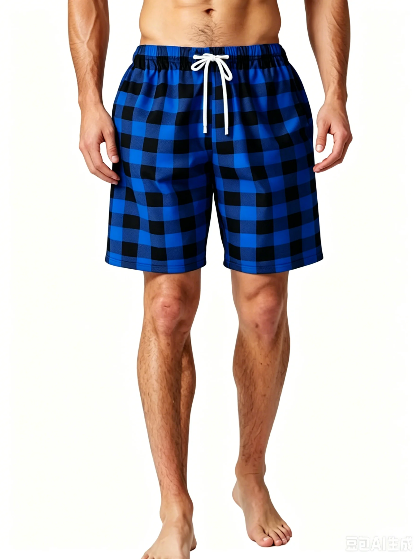 Summer Fashion Men Retro Checkered Pattern 3D Printed Shorts Soft Comfortable Breathable Shorts Quick Drying Loose Beach Shorts