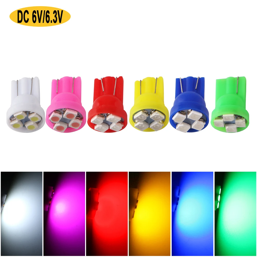 

555 T10 2825 W5W DC 6V 6.3V 1210 4 SMD LED Bulb Pinball Machine Battery Game Toy Car Console Flashlight Bulb White Red 100Pcs