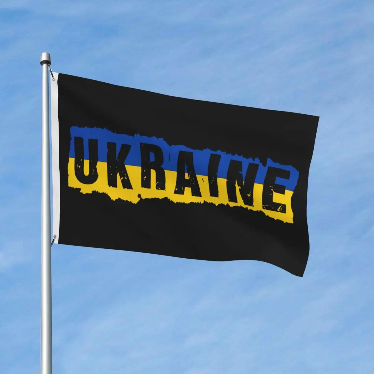 Torn Brush Stroke Ukraine Flag Text Logo Flag Hanging Polyeste Banner For Festival Home Decoration 90X150cm Funny Flags