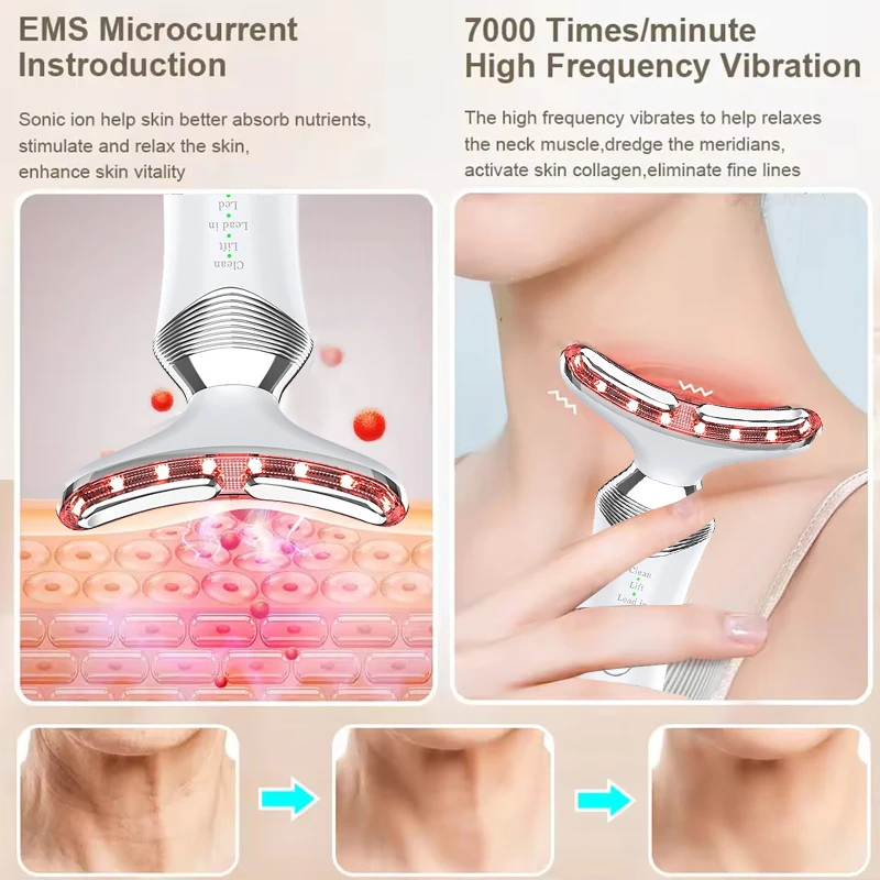 EMS Neck Photon Beauty Lifting Machine Facial Treatment Massager Tightening Double Chin Anti Wrinkle Neck Lifting Beauty Device