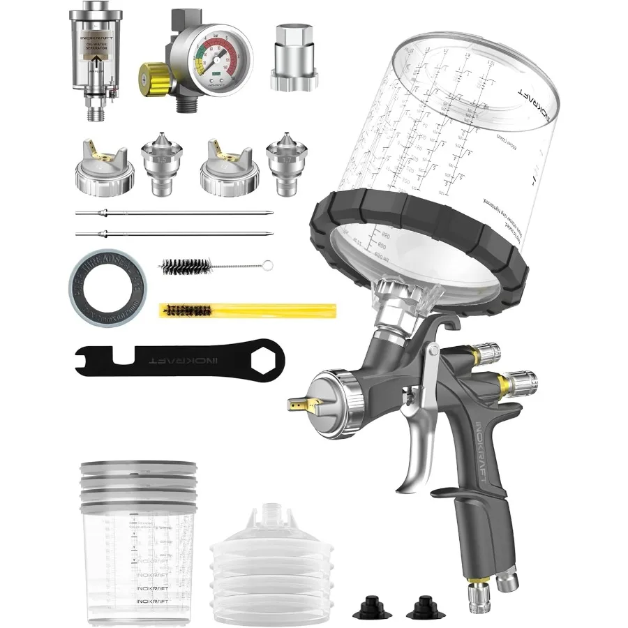

D1 LVLP Air Spray Gun Premium Kit with 22 Ounce Disposable Paint Cups for Professional-Quality Finishing in Automotive