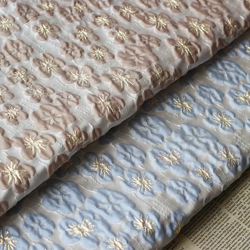 1m 3D Yarn Dyed Jacquard Gold Embossed Bubble Fabric Soft Elegant Tutu Skirt Dress Making Fabric Patchwork Home Decoration