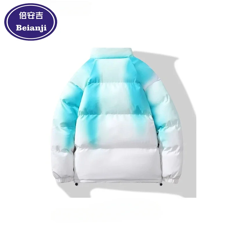 New design Cotton-padded men's small fresh gradient color thickened winter warm couple bread jacket parka hombre coat for men